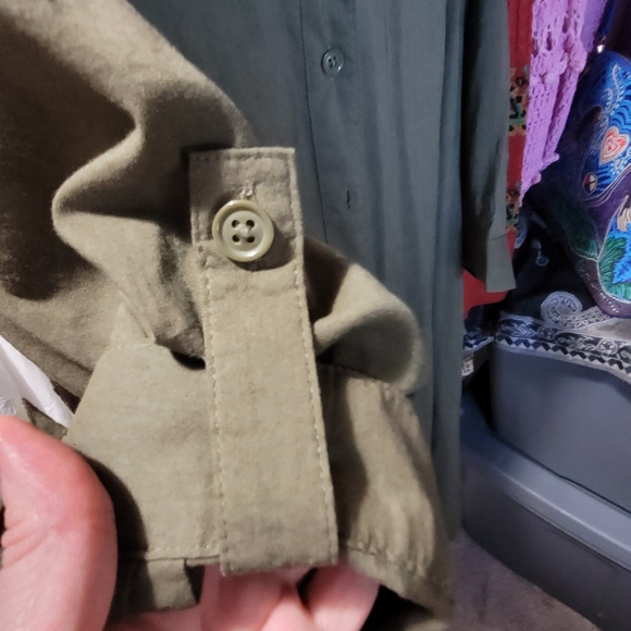 #146 Olive Green Shirt Dress/Duster - Picture 7 of 7